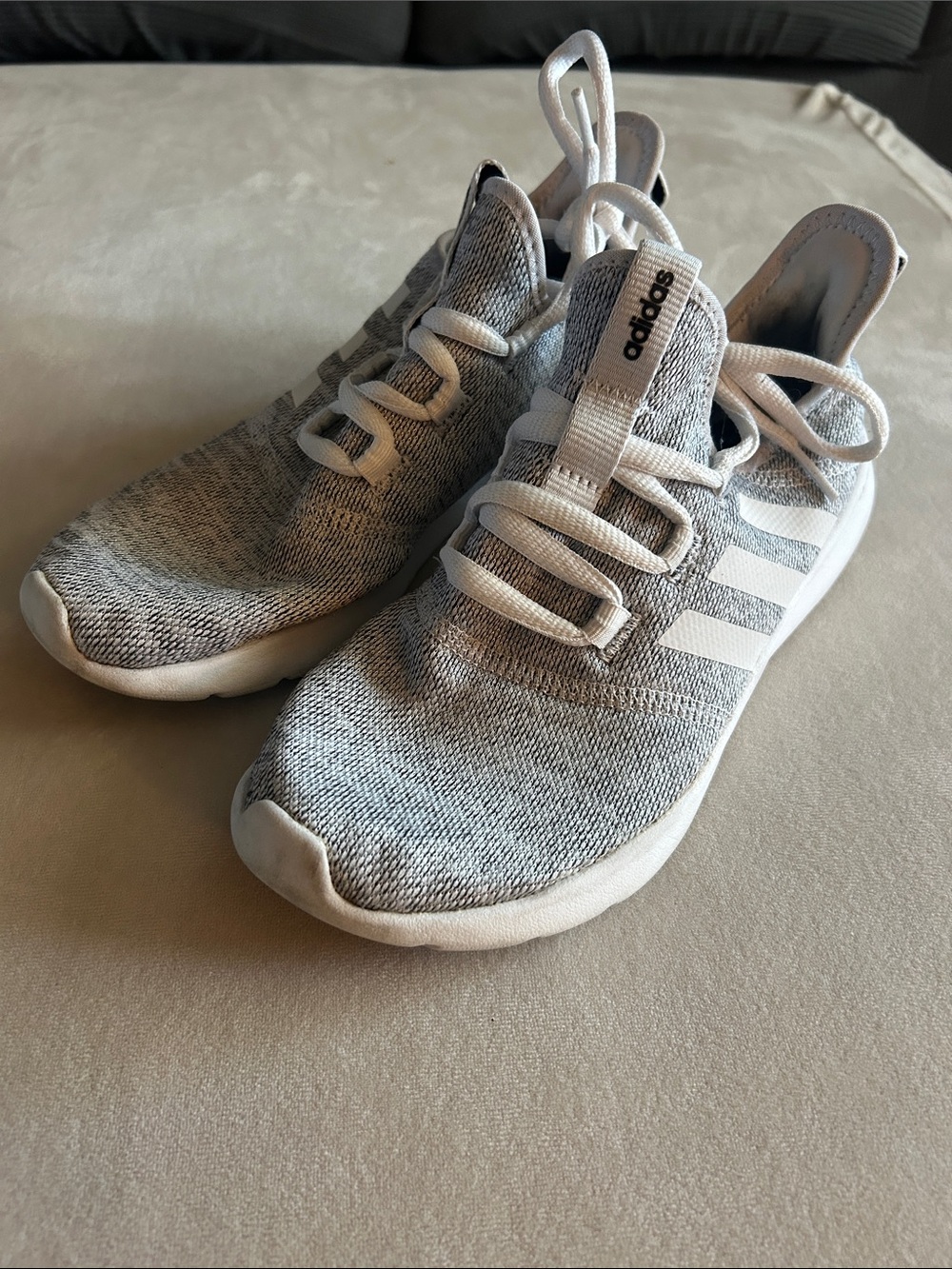 adidas Woman’s Gray Knit Lace-Up Sneakers